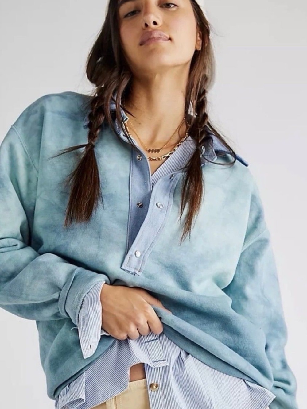 Free People X Tricia Fix Dyed Long Sleeve Polo. Size XSmall!!!